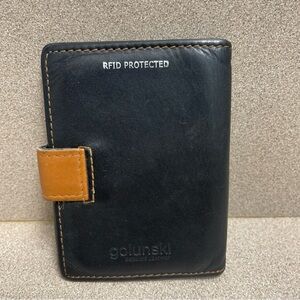 Golunski Men’s Single Fold ID Picture Card Holder Genuine Leather Black RFID